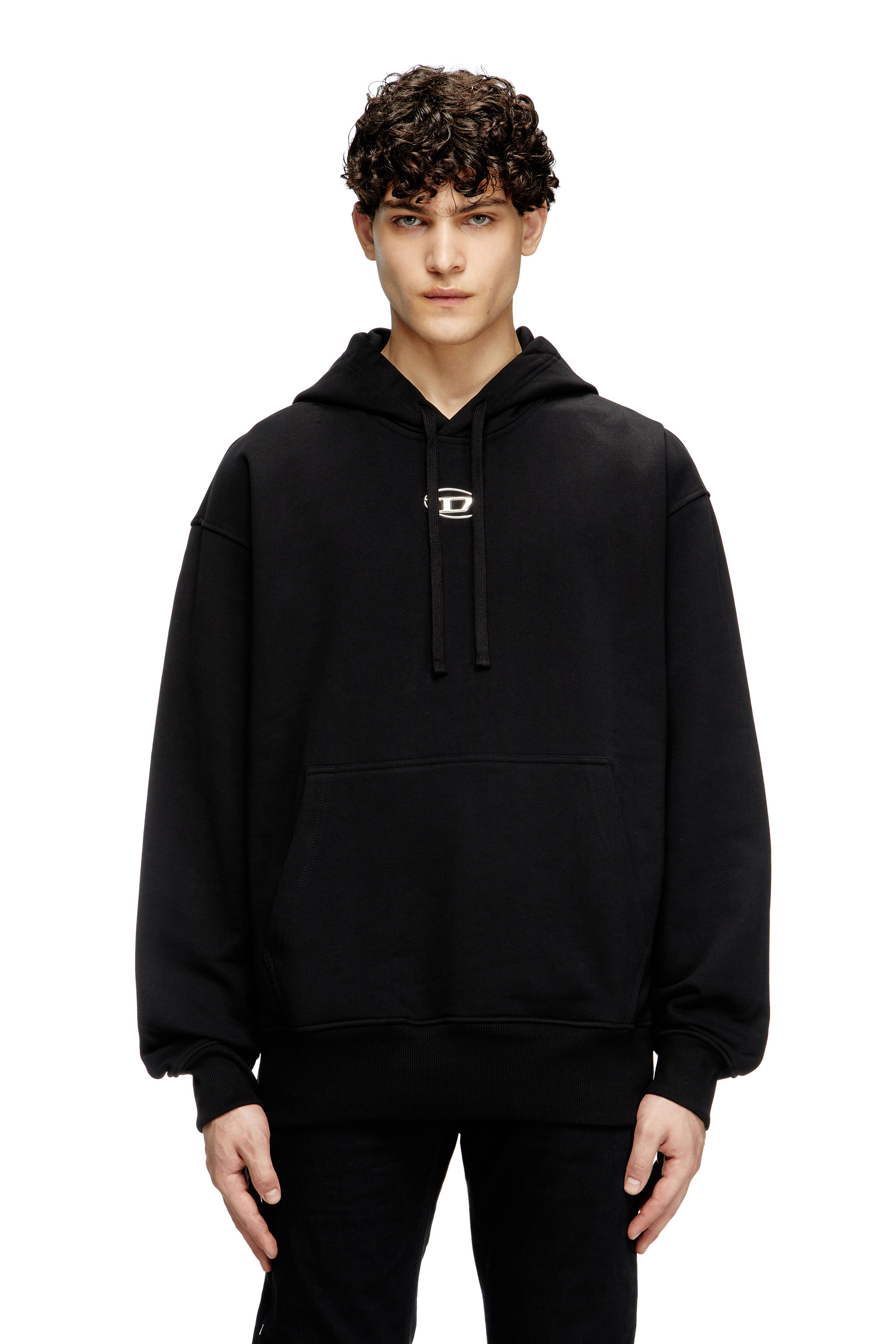Diesel - S-MACS-HOOD-OD, Man's Oversized hoodie with metallic logo in Black - 1