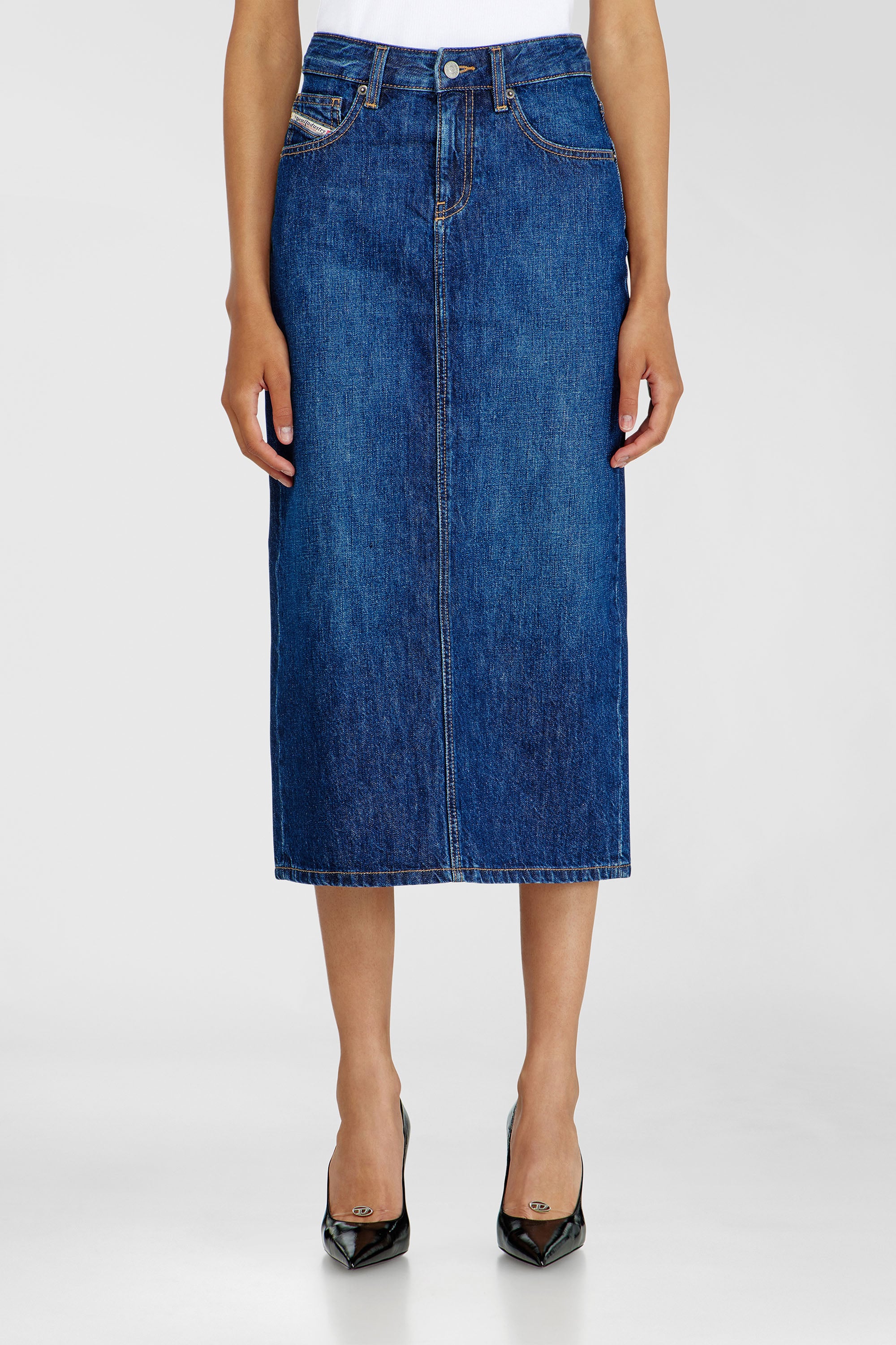 Diesel - DE-SKYE-D, Woman's Denim midi skirt in Medium blue - 1