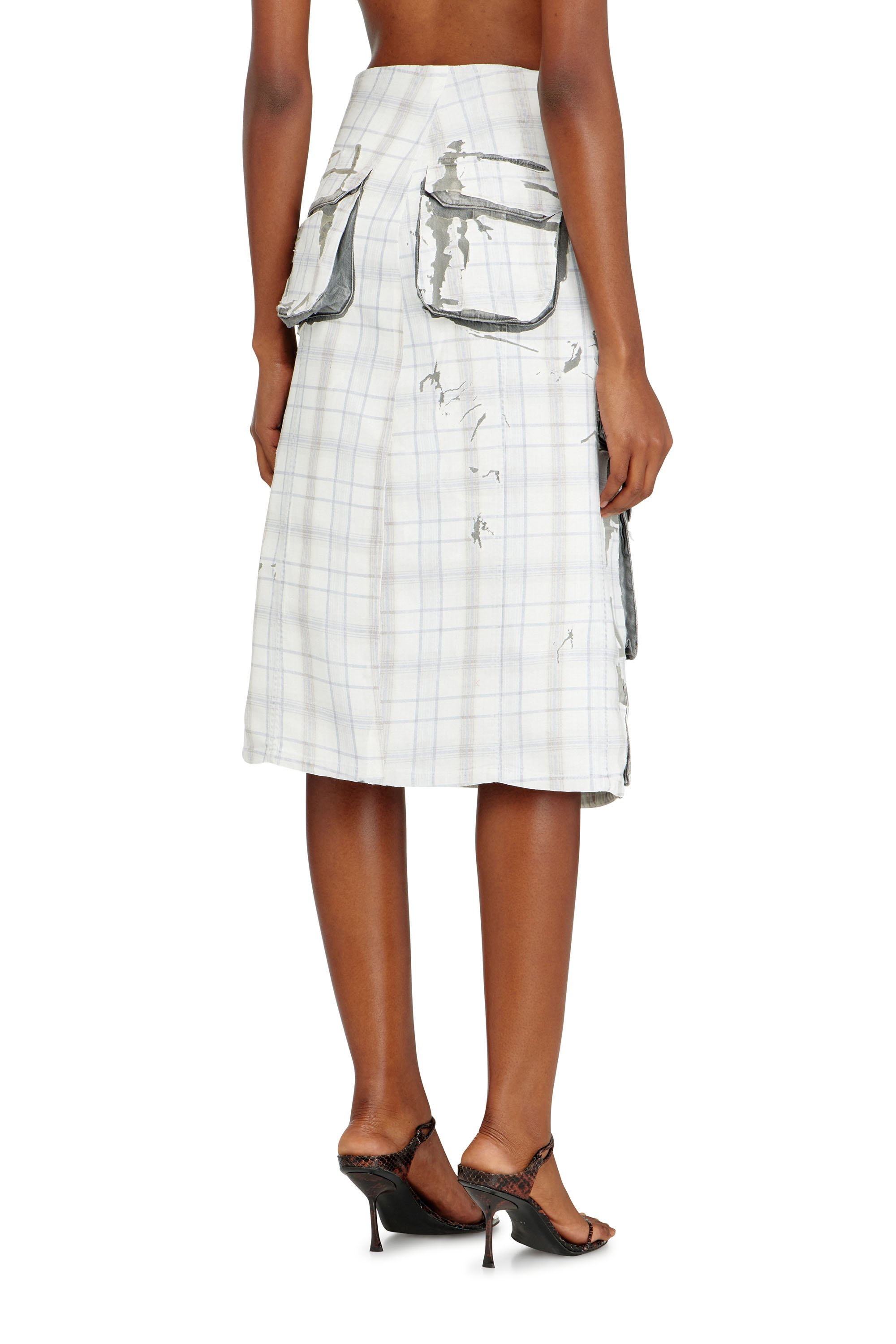 Diesel - DE-VORIN-FSI1, Woman's Denim midi skirt with peel-off effect in Grey - 4