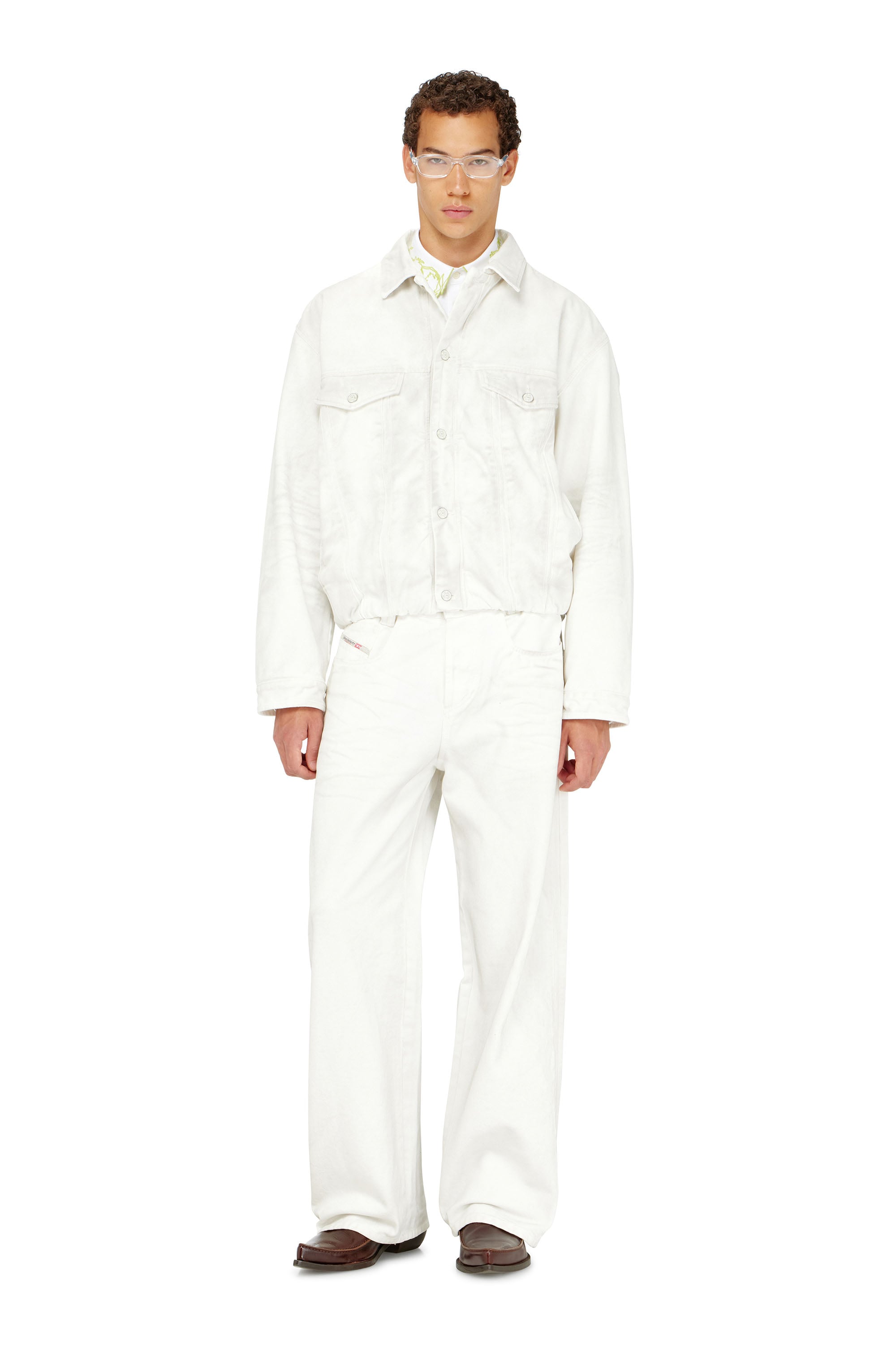 Diesel - D-MORVI-FSJ1, Man's Elasticated trucker jacket in denim in White - 2