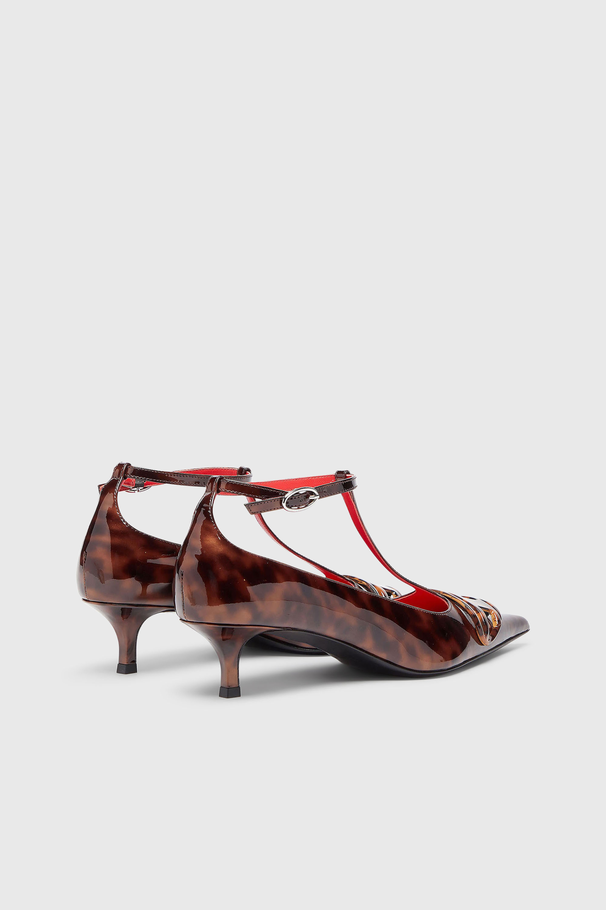 Diesel - D-VENUS KITTIE T-BAR, Woman's D-Venus - Patent leopard T-bar pumps in Brown - 3