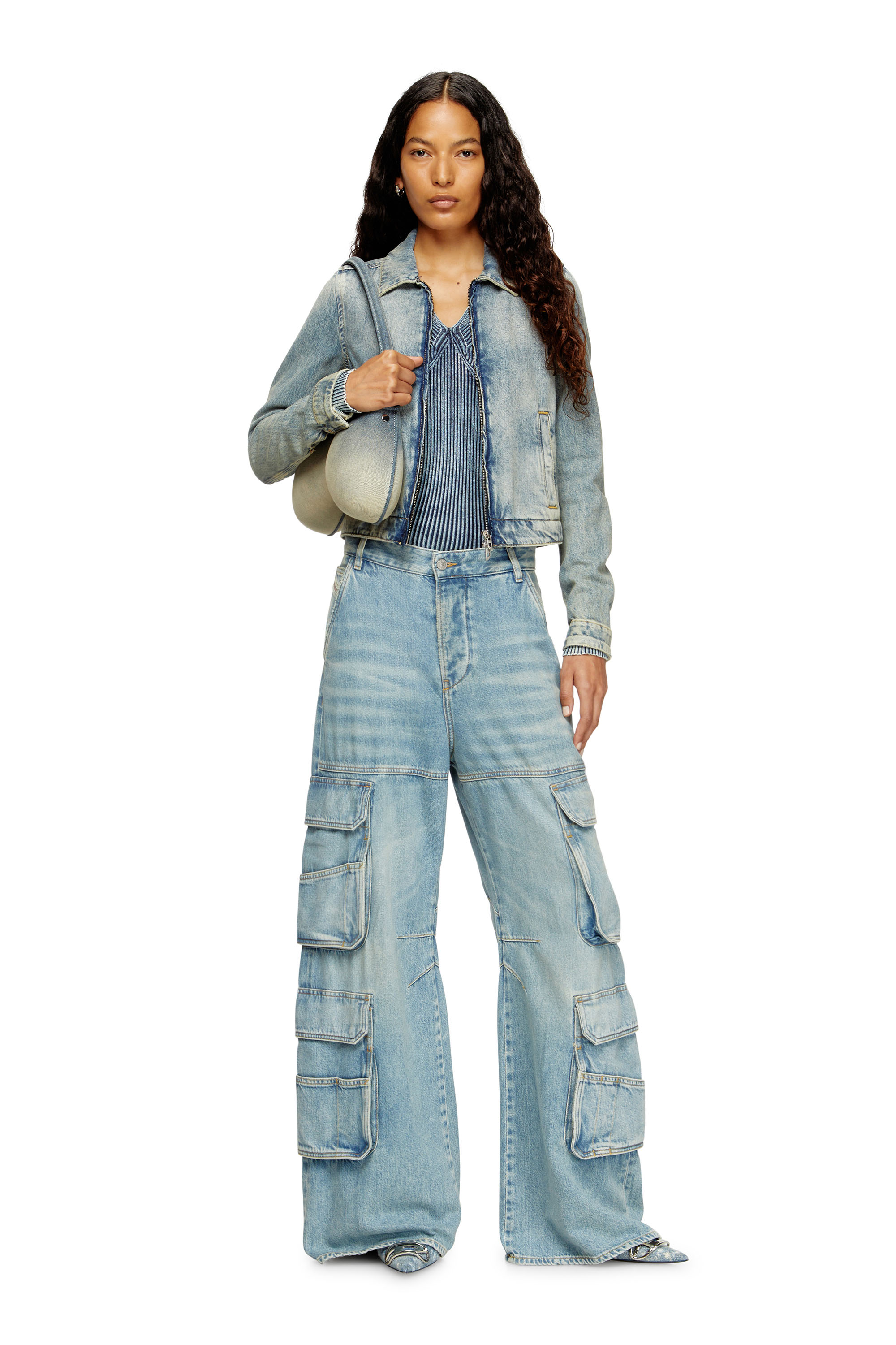DE-CORB, Light Blue Diesel - DE-CORB, Woman's Jacket in dirt-effect fluid Tencel denim in Light Blue - 1