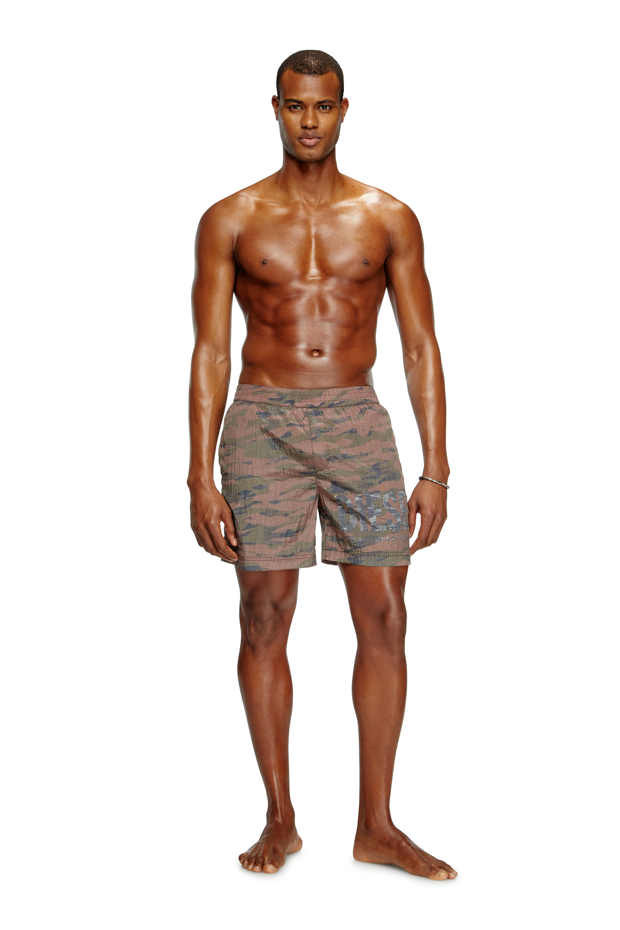 Diesel - RIO-41-UTLT, Man's Mid-length swim shorts in camo ripstop in Brown - 2