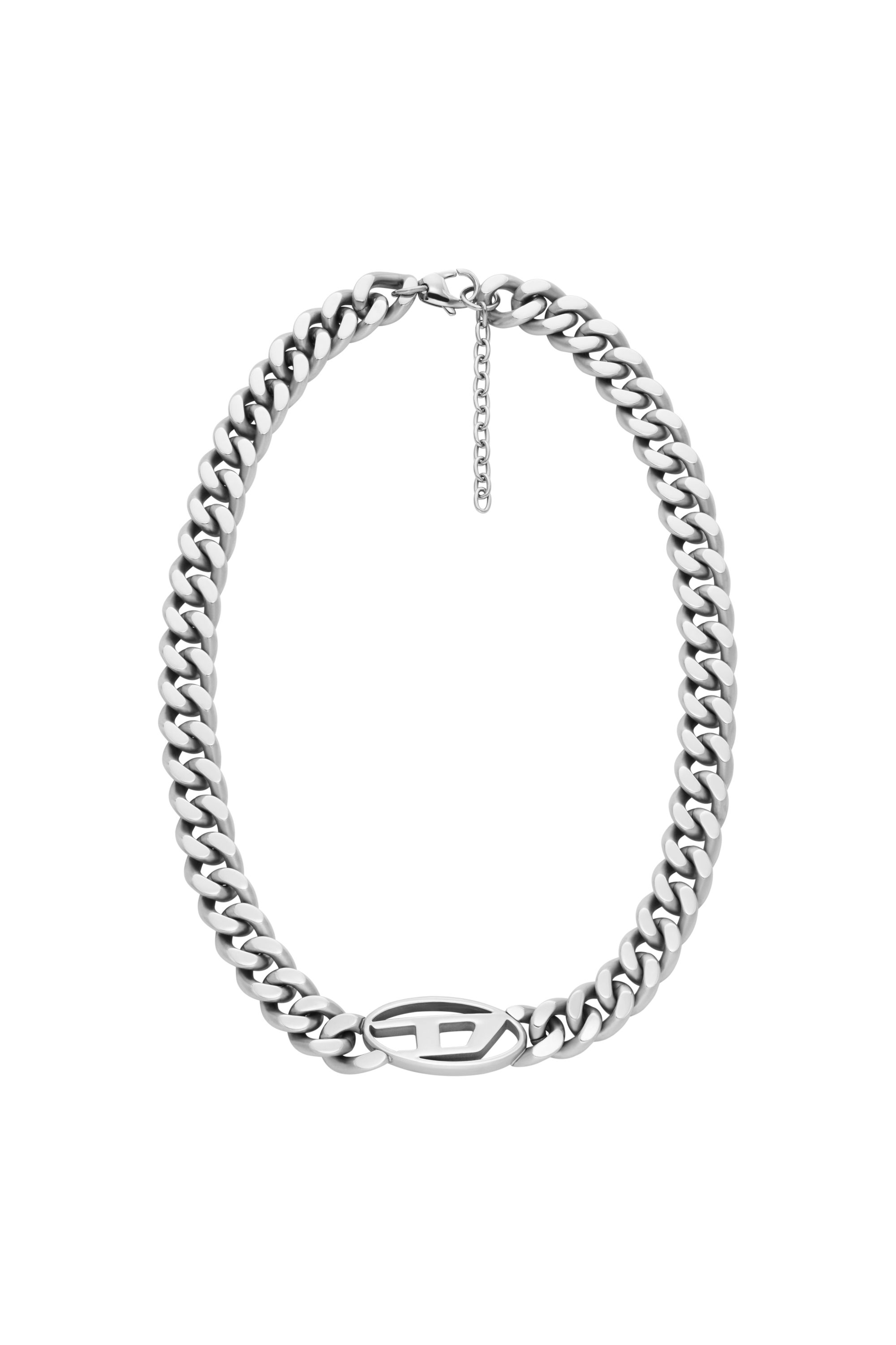 Diesel - DX1433, Man's Oval D Logo Choker Necklace in Silver - 1