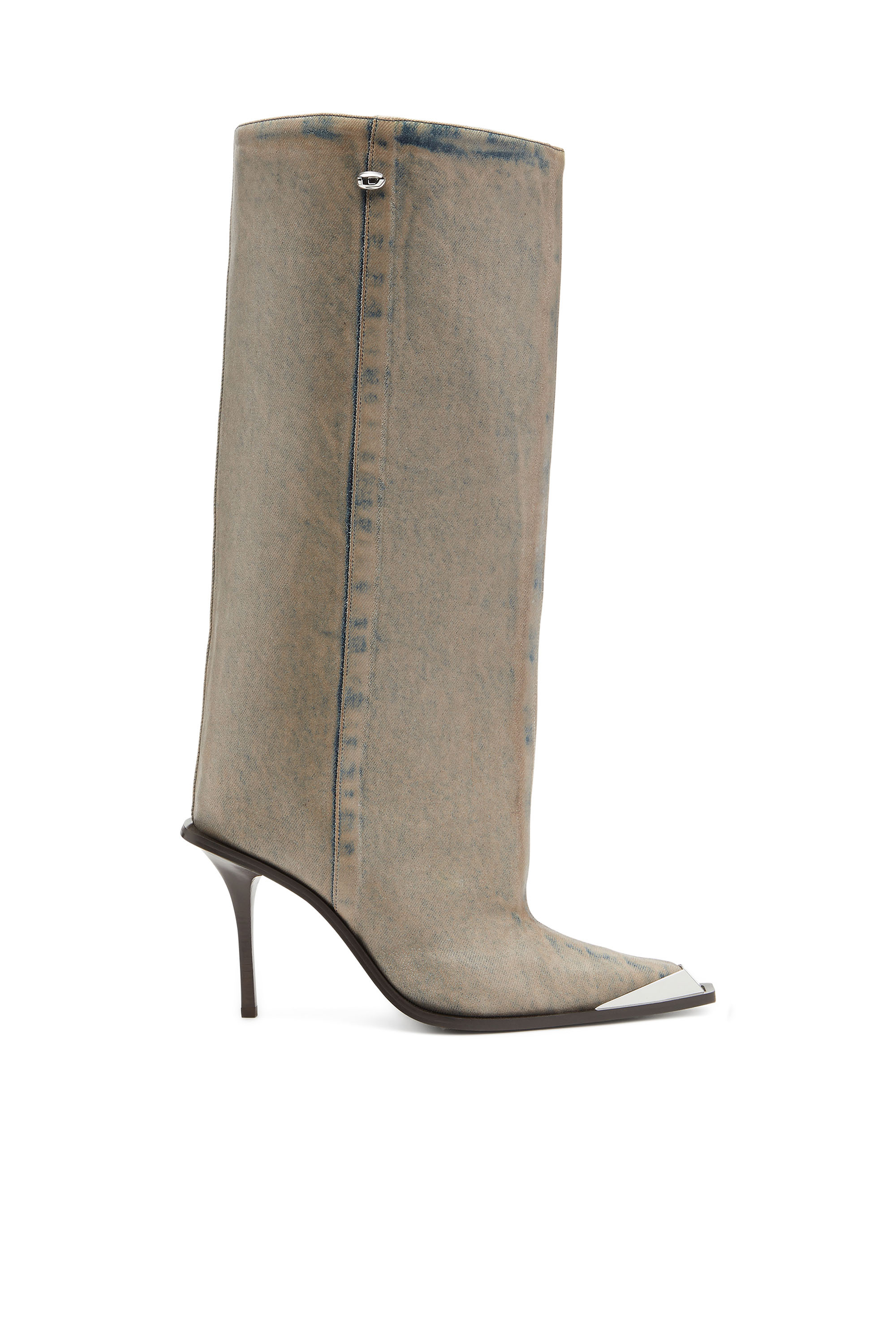 Diesel - D-TONA WB, Woman's D-Tona-Knee-high boots in coated solarised denim in Beige - 1