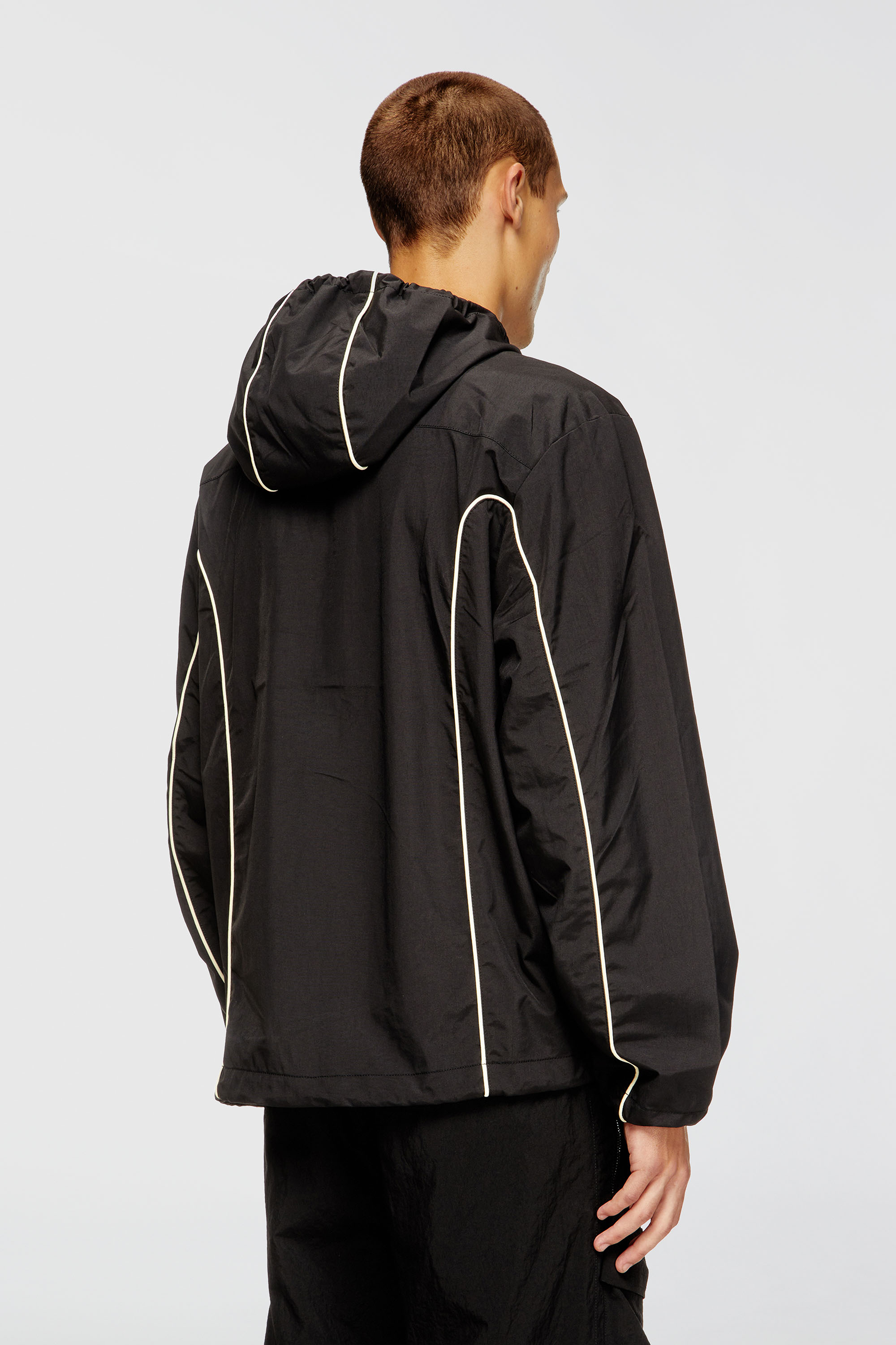 Diesel - J-HIVES, Man's Windbreaker with contrast piping in Black - 4