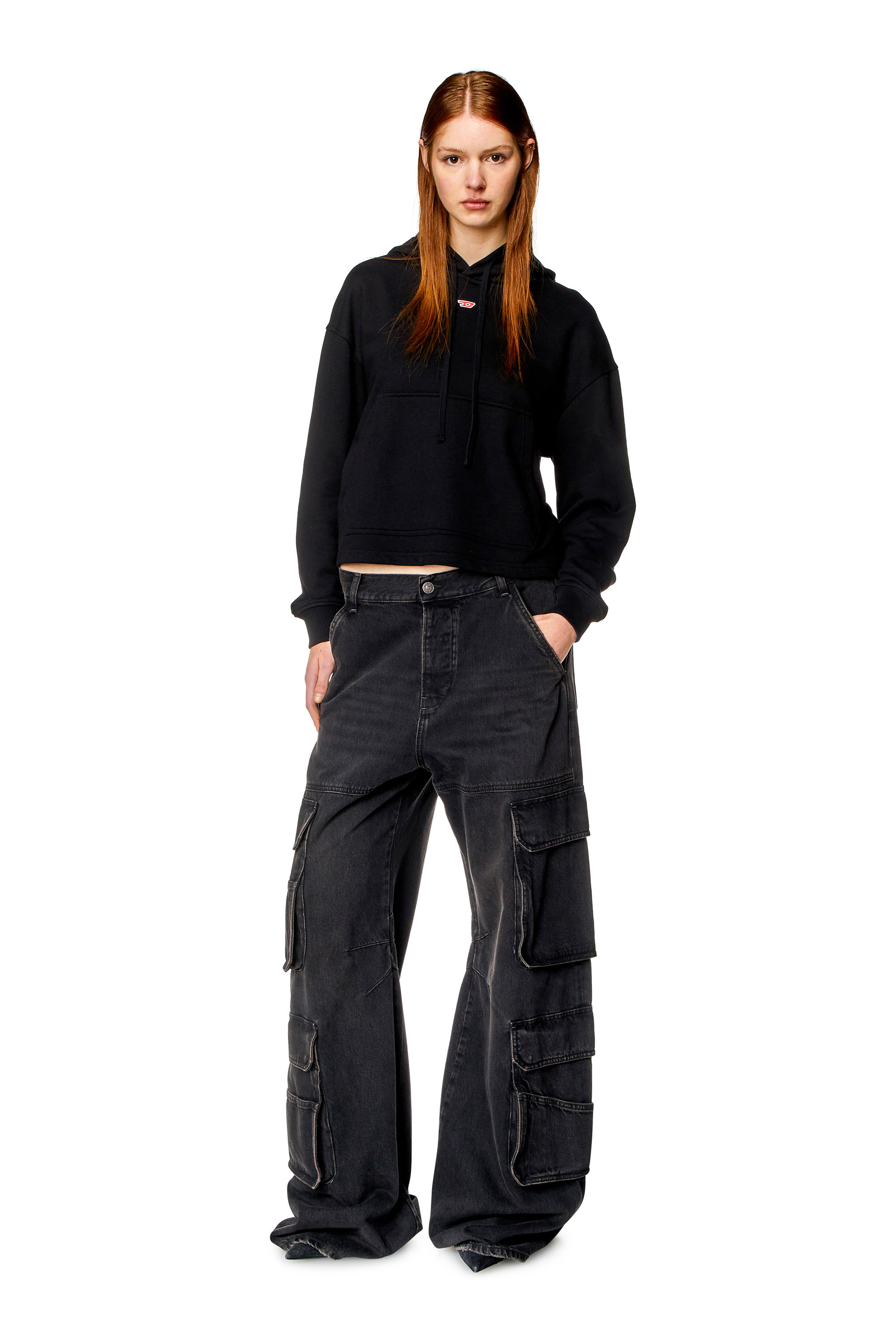 Diesel - F-JARAL-HOOD-D, Woman Oversized hoodie with D patch in Black - Image 2