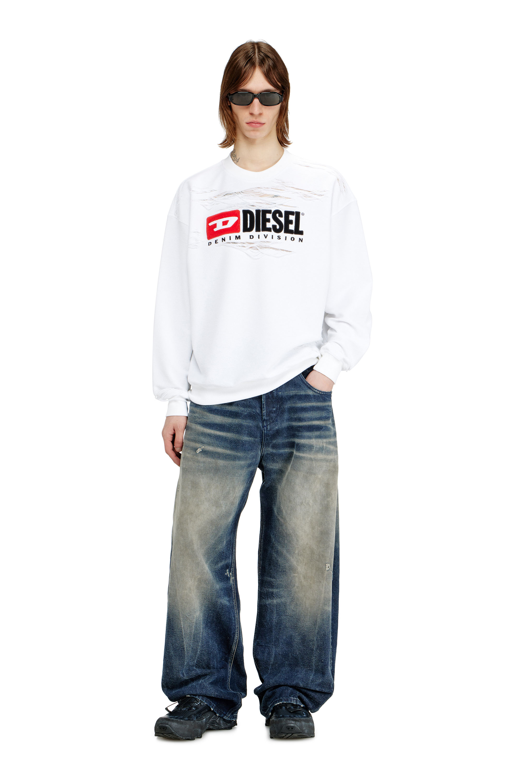 Diesel - S-BOXT-V1, Man's Sweatshirt with devor&egrave;e floating threads in null - 2
