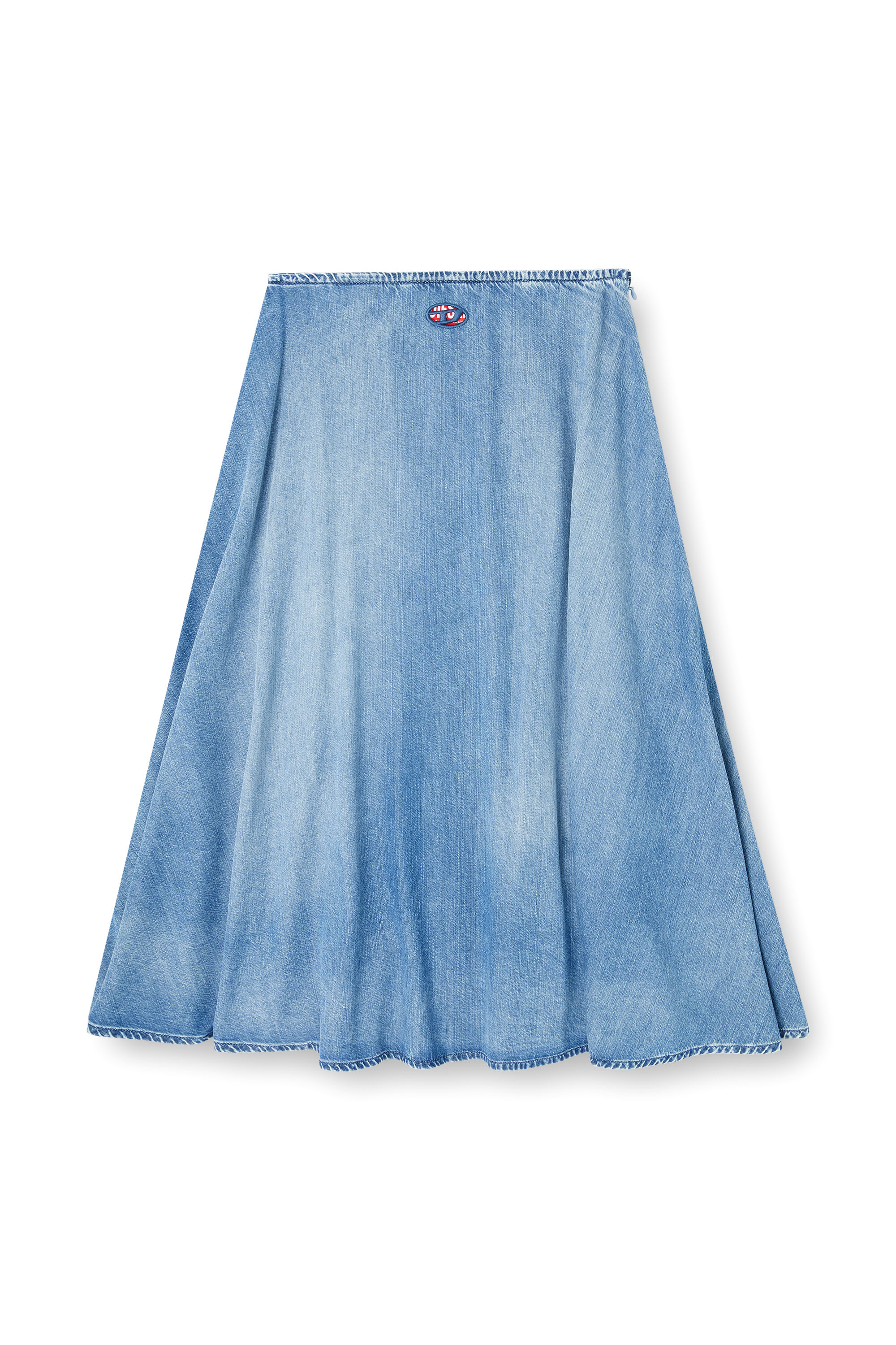 Diesel - DE-ANNIE-S3, Woman's Full skirt in fluid denim in Medium blue - 2