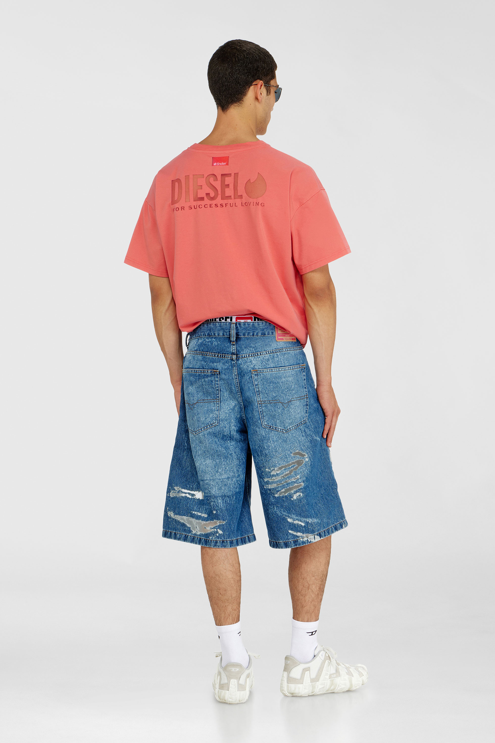 Diesel - PR-T-NORM-CHITIND-R, Unisex's T-shirt with transparent back logo in Coral Rose - 1