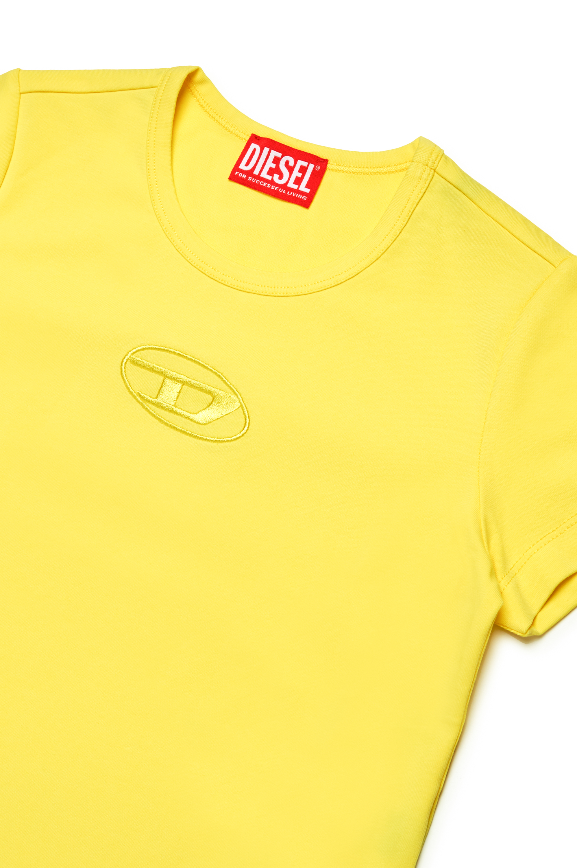 Diesel - TANGIEX, Woman's T-shirt with tonal Oval D embroidery in Yellow - 3