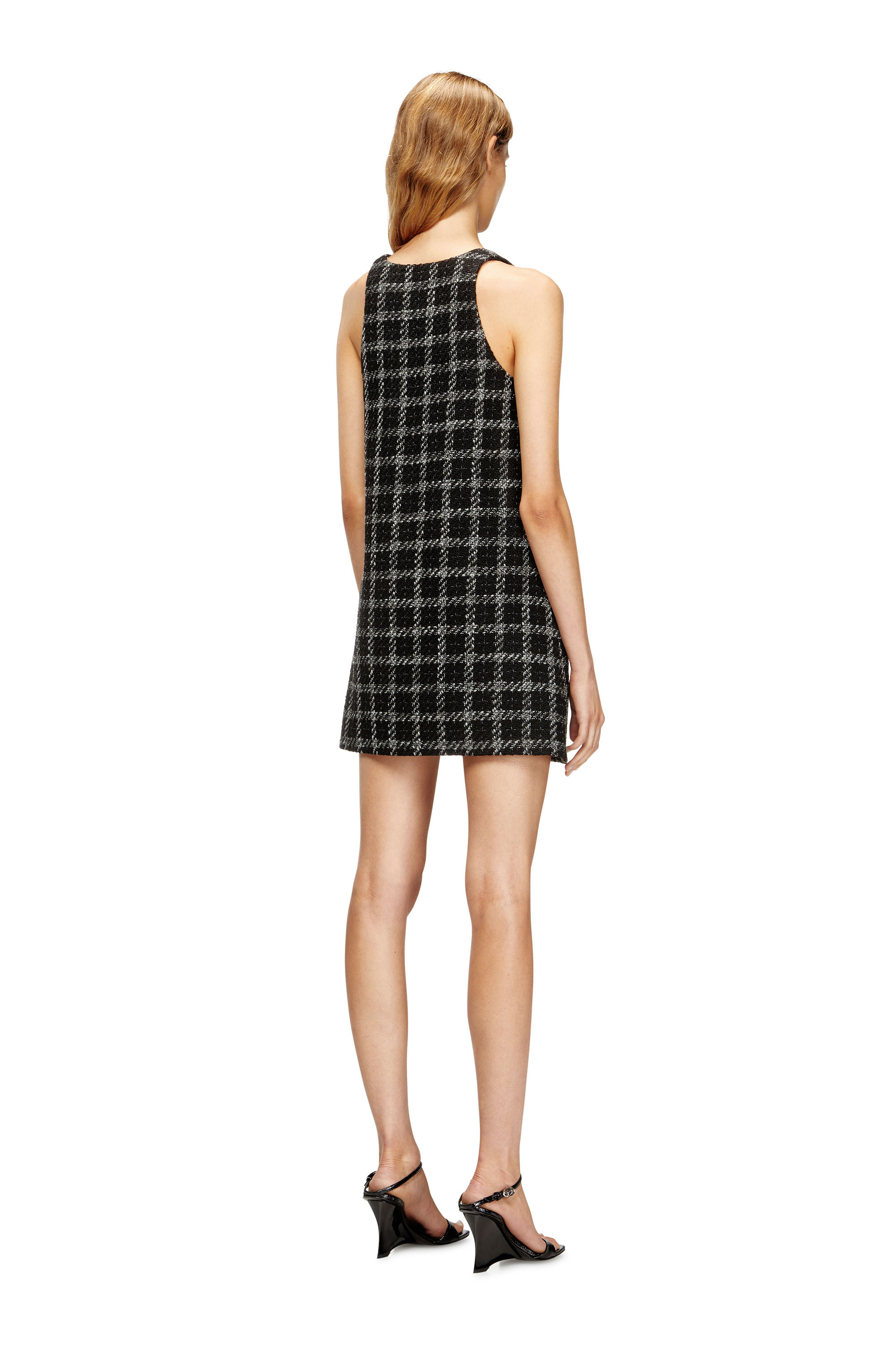 D-GIADA, Black/White Diesel - D-GIADA, Woman's Bouclé dress with checked pattern in Black/White - 4