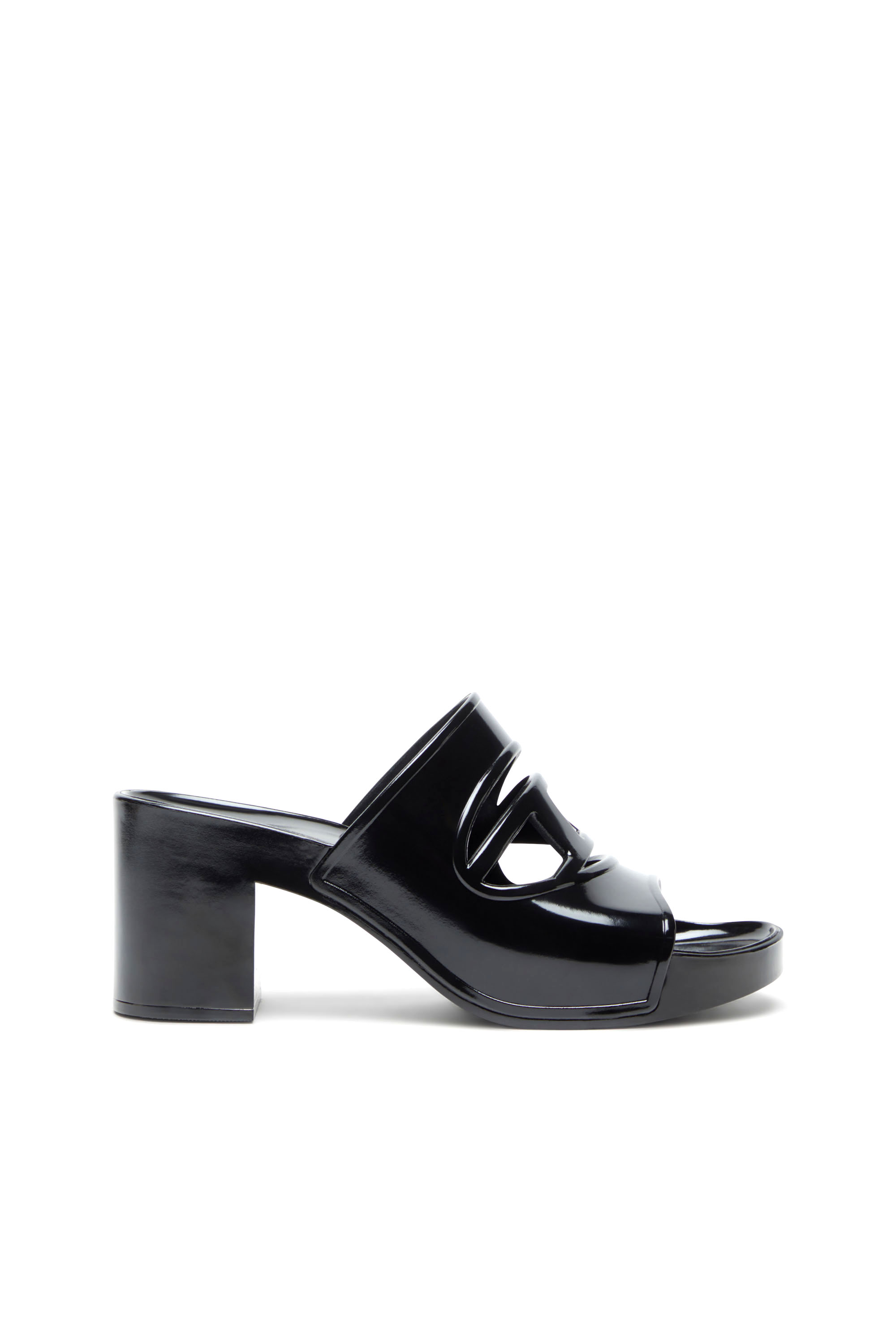 Diesel - SA-BONNIE, Woman's Sa-Bonnie-Heeled rubber slides with cut-out logo in Black - 1